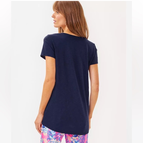 Lilly Pulitzer Etta Scoop Neck Top in True Navy - Picture 4 of 8